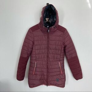 Orage Womens Snow Jacket Puffer Hoodie Burgundy Small